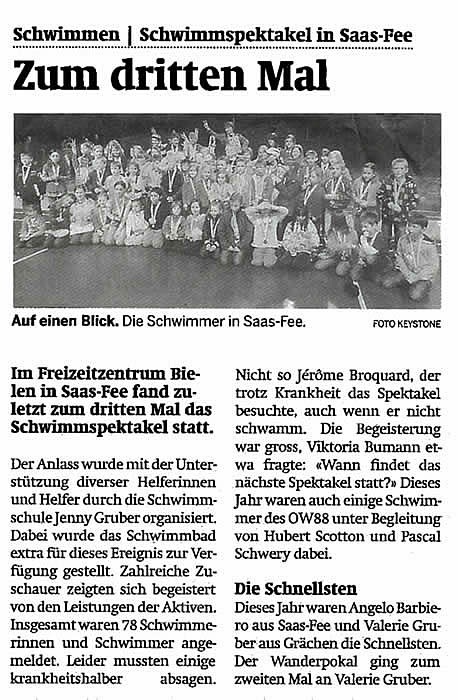 Schwimmspektakel Bielen Saas Fee 15.04.2011